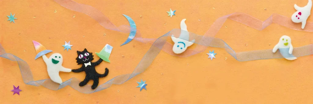 ヤマハおばけのダンス羊毛フェルトイラスト