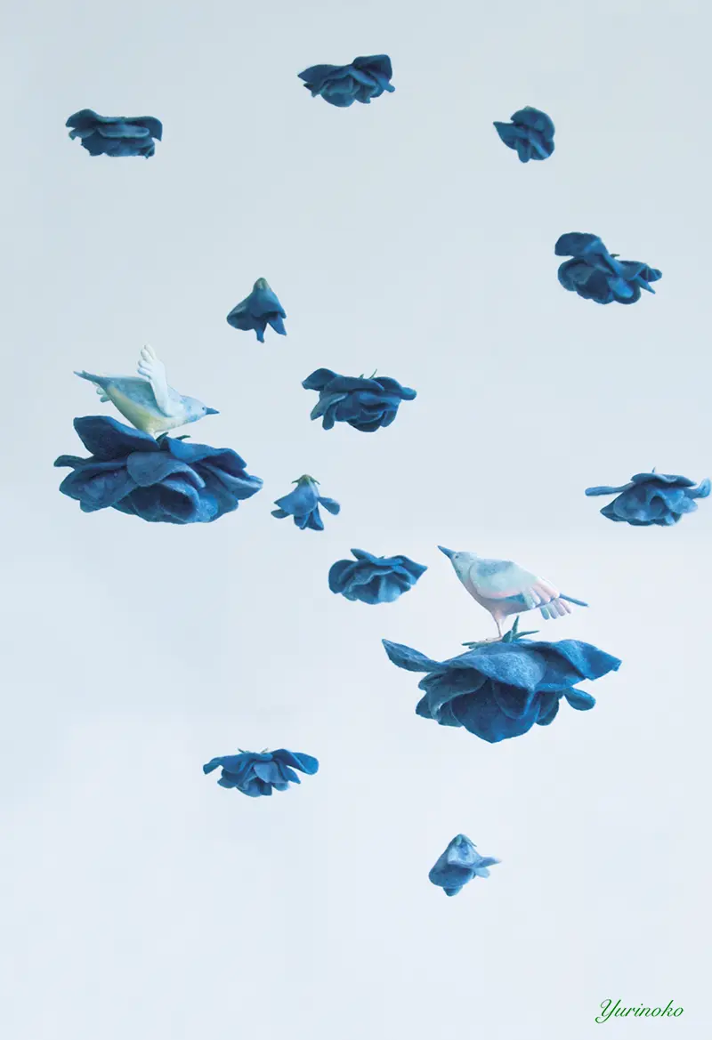 青い鳥の立体羊毛フェルト　イラスト