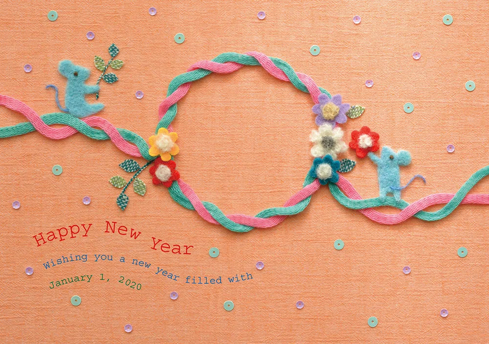 羊毛フェルトのネズミのイラスト