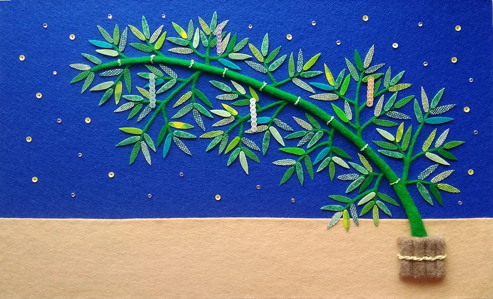 七夕フェルトイラスト