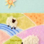 羊が草原にいる羊毛フェルトのイラスト