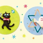 ヤマハ黒猫とおばけの羊毛フェルトイラスト