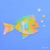 魚のカラフルでポップな切り絵のイラスト